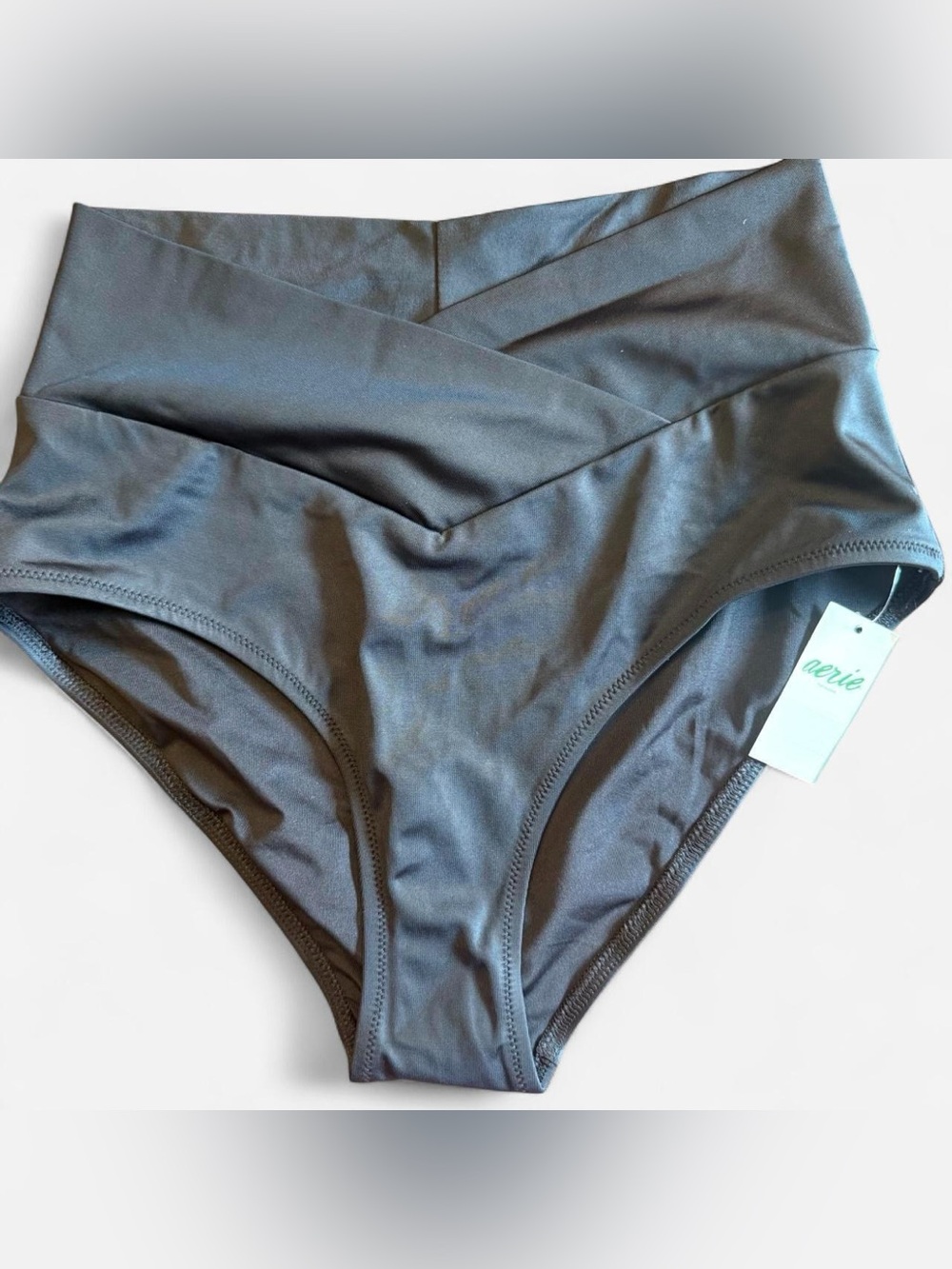 aerie Black High-Waist Crisscross Swim Bottoms
